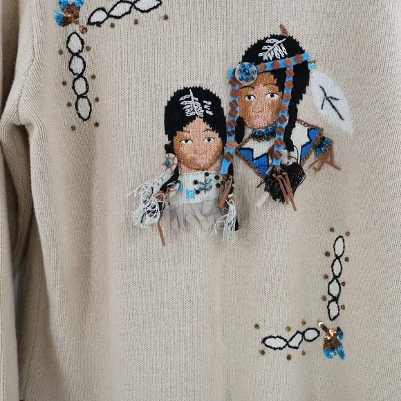 Vintage Storybook Knits Cardigan Sweater womens small Indian children 2 piece - Picture 2 of 11